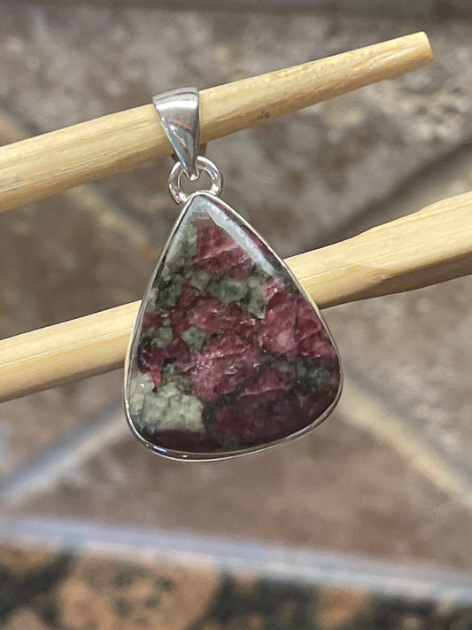 Natural Eudialyte 925 Sterling Silver Pendant 35mm - Natural Rocks by Kala
