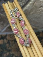 Natural Pink Rhodocrosite 925 Solid Sterling Silver Bracelets 7" - Natural Rocks by Kala