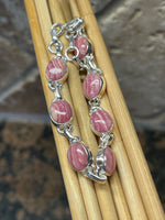 Natural Pink Rhodocrosite 925 Solid Sterling Silver Bracelets 7" - Natural Rocks by Kala