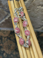 Natural Pink Rhodocrosite 925 Solid Sterling Silver Bracelets 7" - Natural Rocks by Kala