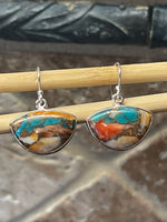 Gorgeous Spiny Oyster Arizona Turquoise 925 Solid Sterling Silver Earrings 27mm - Natural Rocks by Kala