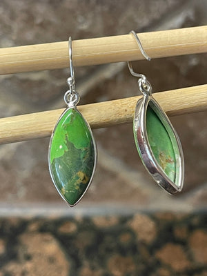 Gorgeous Green Turquoise 925 Solid Sterling Silver Earrings 40mm - Natural Rocks by Kala