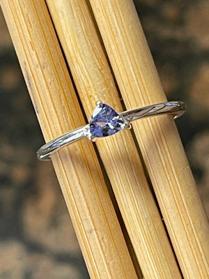 Natural Blue Tanzanite 925 Solid Sterling Silver Engagement Ring Size 6, 7, 8, 9 - Natural Rocks by Kala