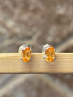 Natural Mandarin Orange Garnet 925 Solid Sterling Silver Earrings 7mm - Natural Rocks by Kala