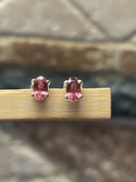 Natural Pink Tourmaline 925 Solid Sterling Silver Earrings 6mm - Natural Rocks by Kala