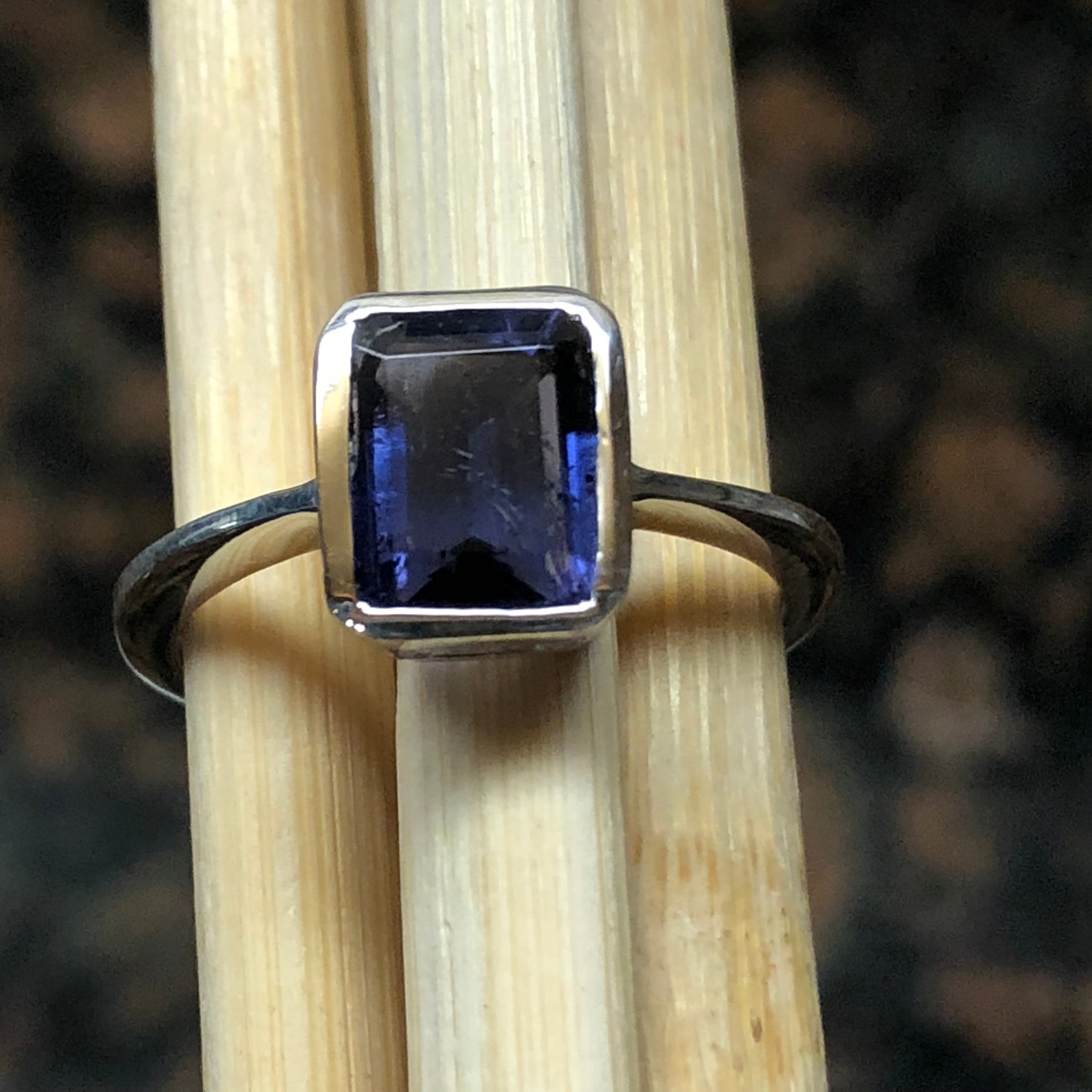Natural 1ct Iolite 925 Solid Sterling Silver Engagement Ring Size 6, 7, 8, 9 - Natural Rocks by Kala
