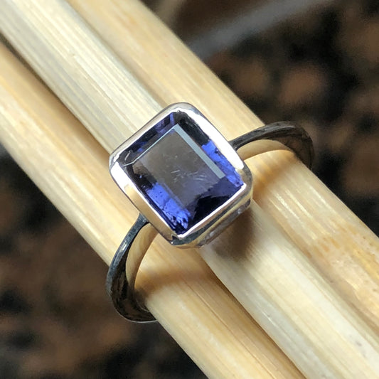 Natural 1ct Iolite 925 Solid Sterling Silver Engagement Ring Size 6, 7, 8, 9 - Natural Rocks by Kala