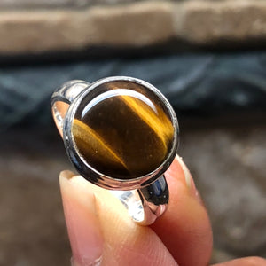 NaturaI Tiger's Eye 925 Solid Sterling Silver Ring Size 6.5 - Natural Rocks by Kala