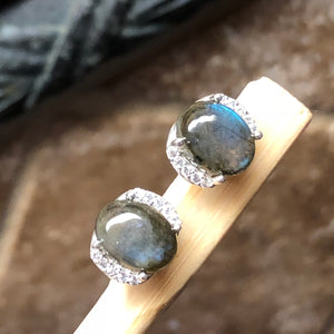 Natural Blue Labradorite 925 Sterling Silver Earrings 8mm - Natural Rocks by Kala