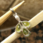 Genuine 2ct Green Peridot 925 Solid Sterling Silver Pendant 25mm - Natural Rocks by Kala
