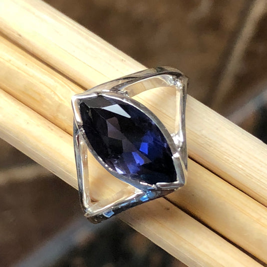 Genuine 2ct Iolite 925 Solid Sterling Silver Ring Size 6, 8, 9 - Natural Rocks by Kala
