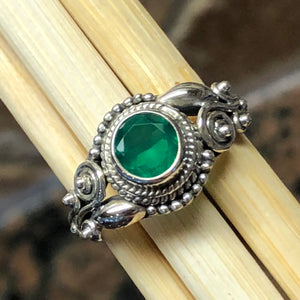 Genuine 1ct Green Onyx 925 Solid Sterling Silver Engagement Ring Size 6, 7, 8, 9 - Natural Rocks by Kala