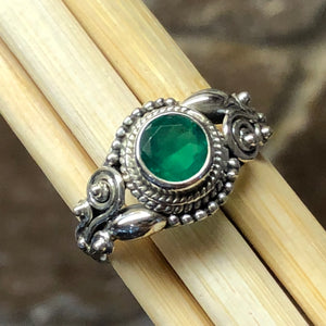 Genuine 1ct Green Onyx 925 Solid Sterling Silver Engagement Ring Size 6, 7, 8, 9 - Natural Rocks by Kala