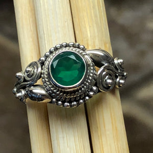 Genuine 1ct Green Onyx 925 Solid Sterling Silver Engagement Ring Size 6, 7, 8, 9 - Natural Rocks by Kala