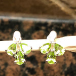Natural 2ct Green Peridot 925 Solid Sterling Silver Earrings 15mm - Natural Rocks by Kala