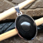 Natural Black Obsidian Eye 925 Sterling Silver Cabochan Pendant 30mm - Natural Rocks by Kala