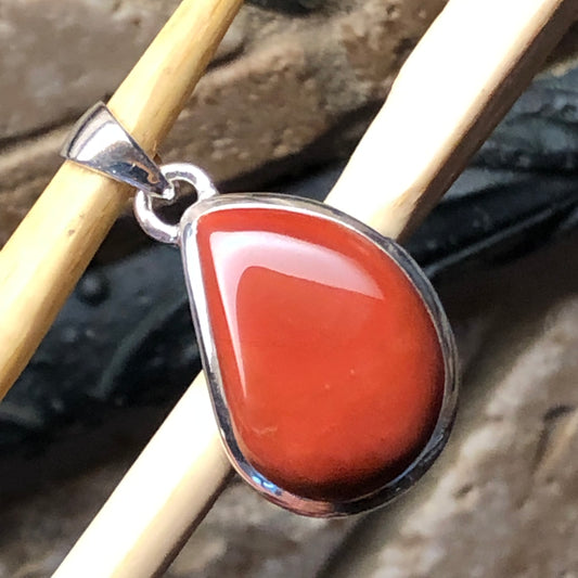 Natural Red Jasper 925 Solid Sterling Silver Pendant 30mm - Natural Rocks by Kala