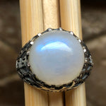 Natural Rainbow Moonstone 925 Sterling Silver Solitaire Men's Ring Size 8, 9, 10, 11, 12 - Natural Rocks by Kala