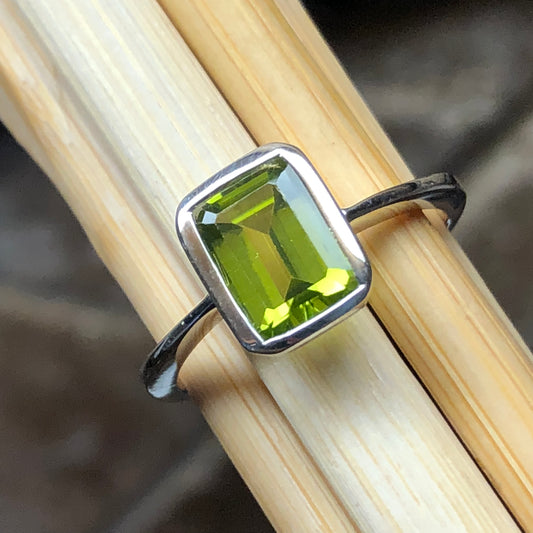 Natural 1.25ct Peridot 925 Sterling Silver Engagement Ring Size 6, 7, 8, 9 - Natural Rocks by Kala