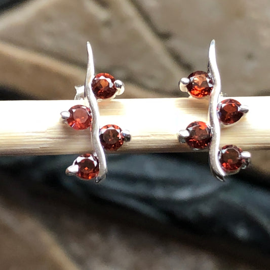 Natural Pyrope Garnet 925 Solid Sterling Silver Stud Earrings 15mm - Natural Rocks by Kala