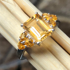 Natural 4ct Golden Citrine 925 Solid Sterling Silver Ring Size 5, 6, 7, 8, 9 - Natural Rocks by Kala
