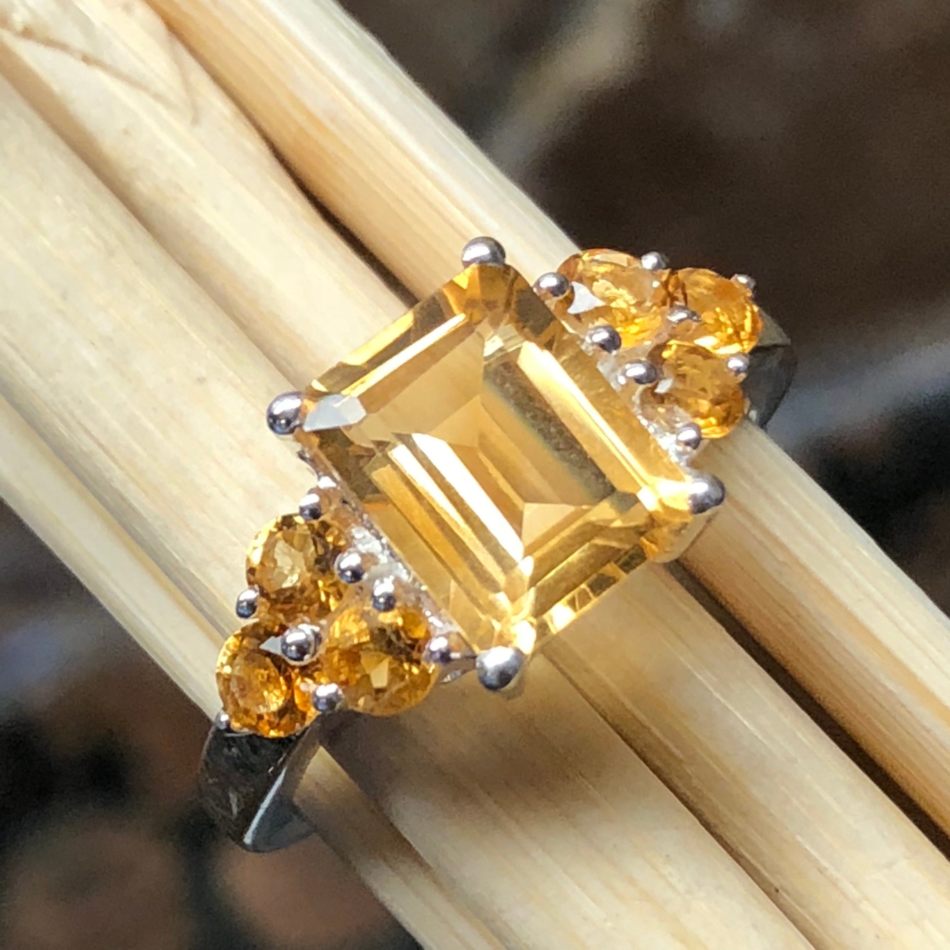 Natural 4ct Golden Citrine 925 Solid Sterling Silver Ring Size 5, 6, 7, 8, 9 - Natural Rocks by Kala