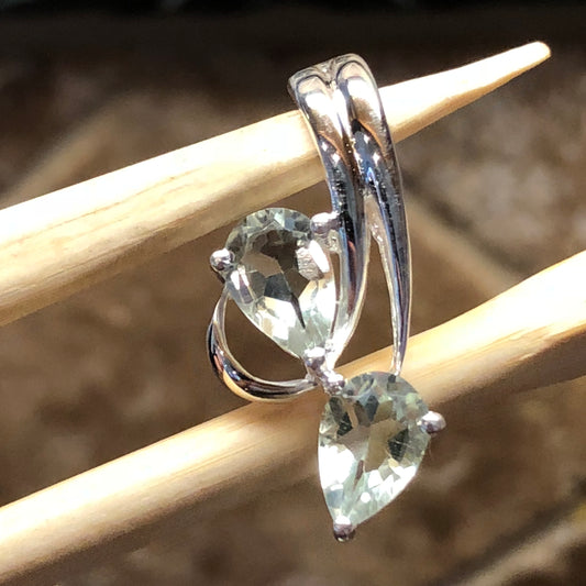 Natural 2ct Green Amethyst 925 Solid Sterling Silver Pendant 25mm - Natural Rocks by Kala