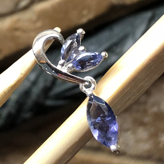 Natural 1ct Iolite 925 Solid Sterling Silver Pendant 22mm - Natural Rocks by Kala