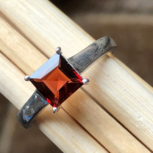 Natural 1.25ct Garnet 925 Solid Sterling Silver Ring Size 6, 7, 8, 9 - Natural Rocks by Kala