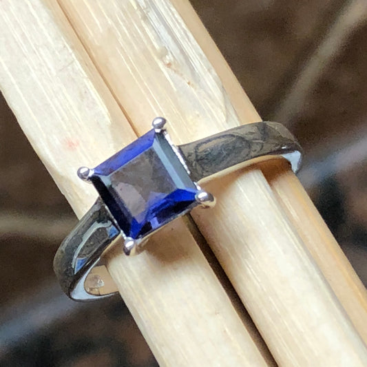 Natural 1ct Iolite 925 Sterling Silver Engagement Ring Size 6, 7, 8, 9 - Natural Rocks by Kala
