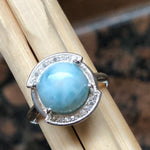 Natural Dominican Larimar 925 Solid Sterling Silver Engagement Ring Size 6, 8, 9 - Natural Rocks by Kala