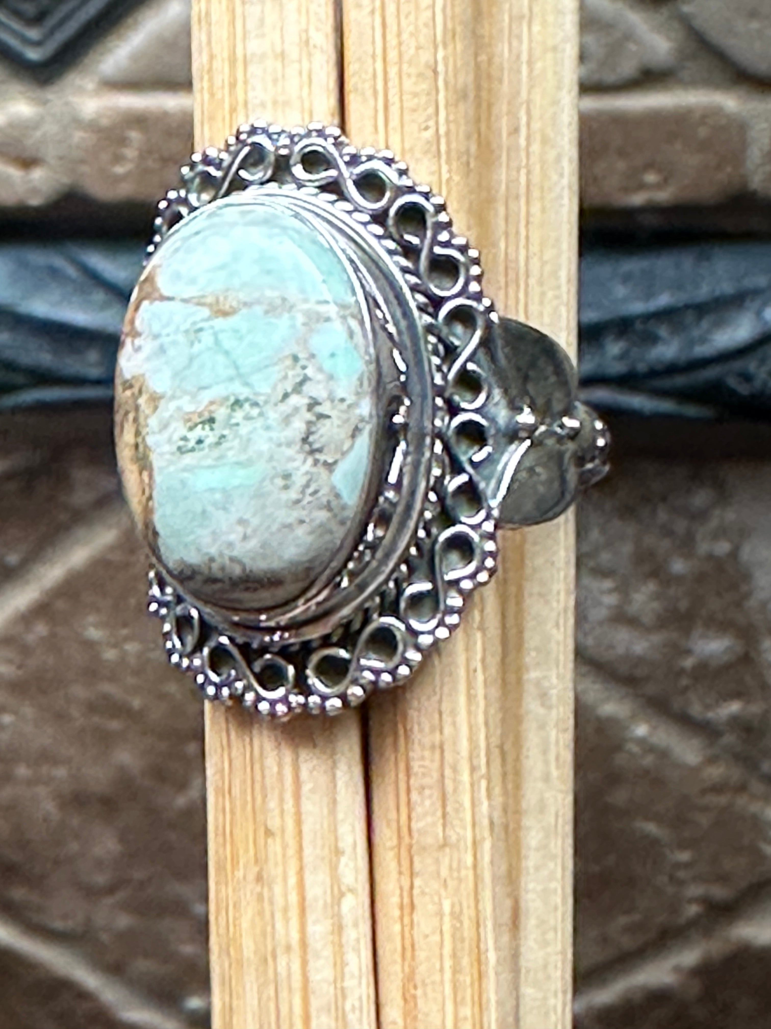 Natural Australian Variscite Cabochon 925 Sterling Silver Ring Size 7.5 - Natural Rocks by Kala