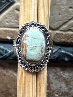 Natural Australian Variscite Cabochon 925 Sterling Silver Ring Size 7.5 - Natural Rocks by Kala