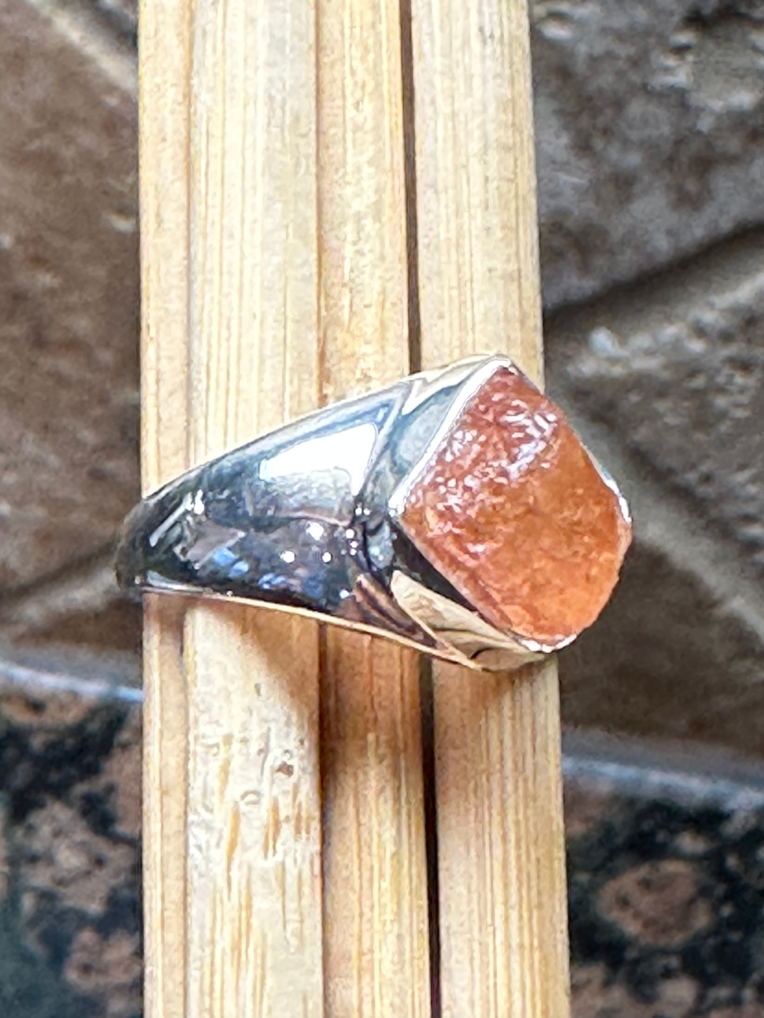 Natural Imperial topaz 925 Sterling Silver Men's Ring Size 8 - Natural Rocks by Kala