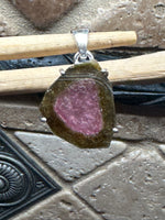 Natural Watermelon Tourmaline 925 Solid Sterling Silver Pendant 30mm - Natural Rocks by Kala