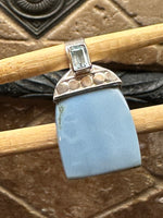 Natural Owyhee blue opal, Blue Topaz 925 Sterling Silver Unisex Pendant 50mm - Natural Rocks by Kala
