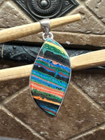 Rainbow Calsilica 925 Solid Sterling Silver Pendant 45mm - Natural Rocks by Kala