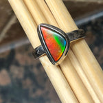 Natural Canadian Ammolite 925 Solid Sterling Silver Engagement Ring Size 9 - Natural Rocks by Kala