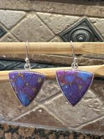 Gorgeous Purple Copper Turquoise 925 Solid Sterling Silver Earrings 25mm - Natural Rocks by Kala