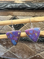 Gorgeous Purple Copper Turquoise 925 Solid Sterling Silver Earrings 25mm - Natural Rocks by Kala