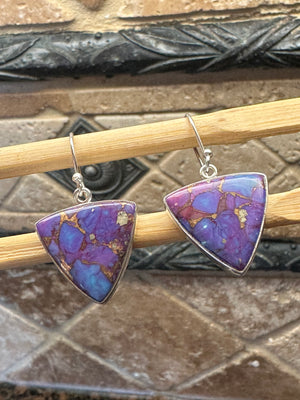 Gorgeous Purple Copper Turquoise 925 Solid Sterling Silver Earrings 25mm - Natural Rocks by Kala