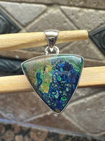 Natural Malachite in Azurite 925 Sterling Silver Pendant 25mm - Natural Rocks by Kala