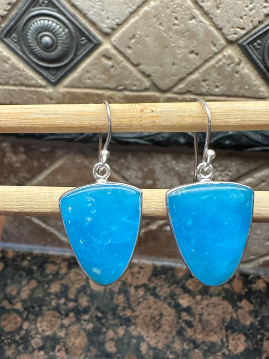 Genuine Blue Smithsonite 925 Solid Sterling Silver Earrings 35mm - Natural Rocks by Kala