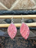 Natural Pink Rhodocrosite 925 Sterling Silver Earrings 40mm - Natural Rocks by Kala