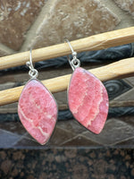 Natural Pink Rhodocrosite 925 Sterling Silver Earrings 40mm - Natural Rocks by Kala