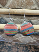 Rainbow Calsilica 925 Solid Sterling Silver Earrings 25mm - Natural Rocks by Kala