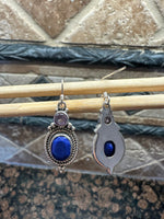 Genuine Blue Lapis Lazuli Amethyst 925 Solid Sterling Silver Earrings 30mm - Natural Rocks by Kala
