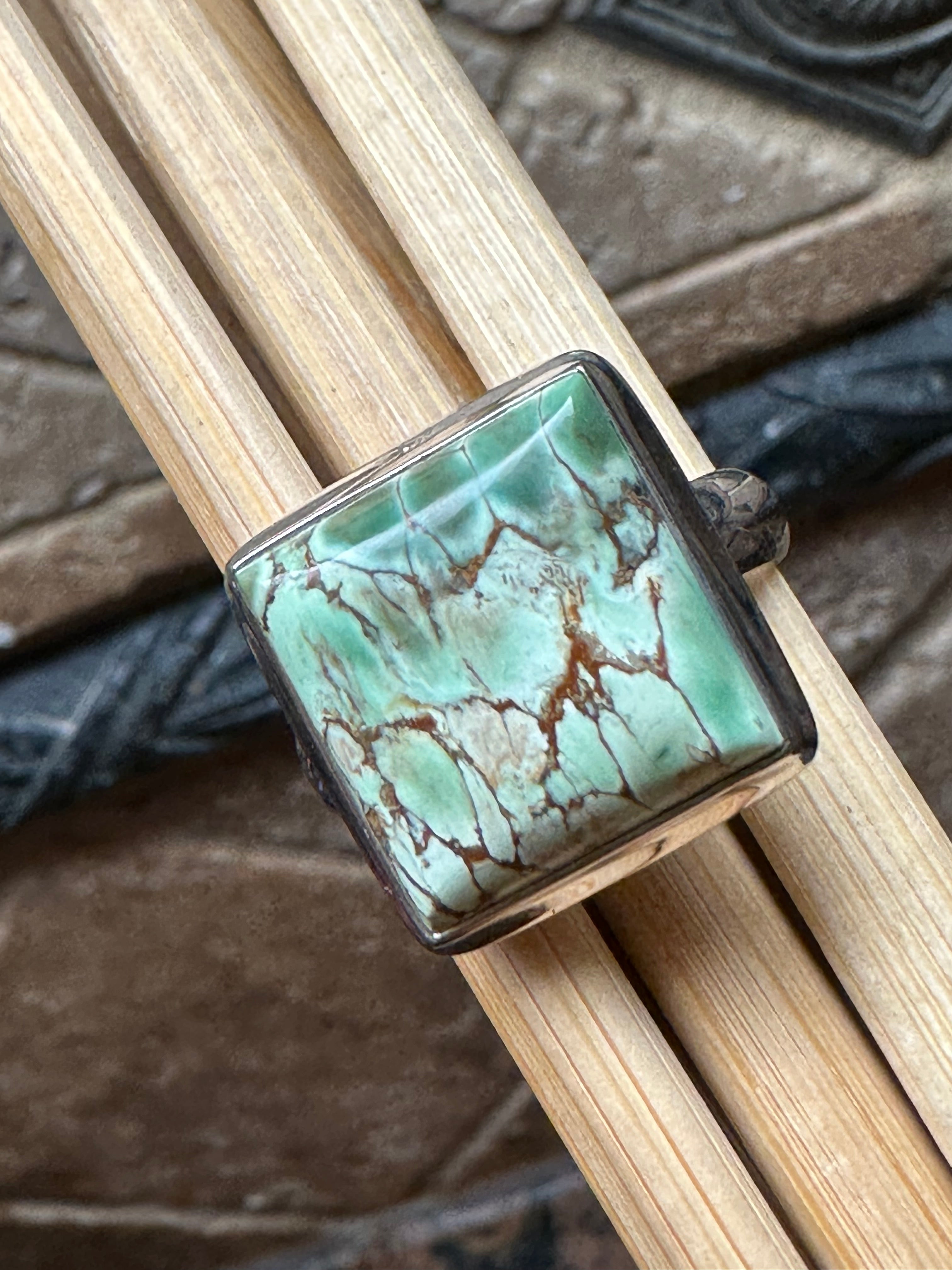 Natural Australian Variscite Cabochon 925 Sterling Silver Ring Size 9.5 - Natural Rocks by Kala