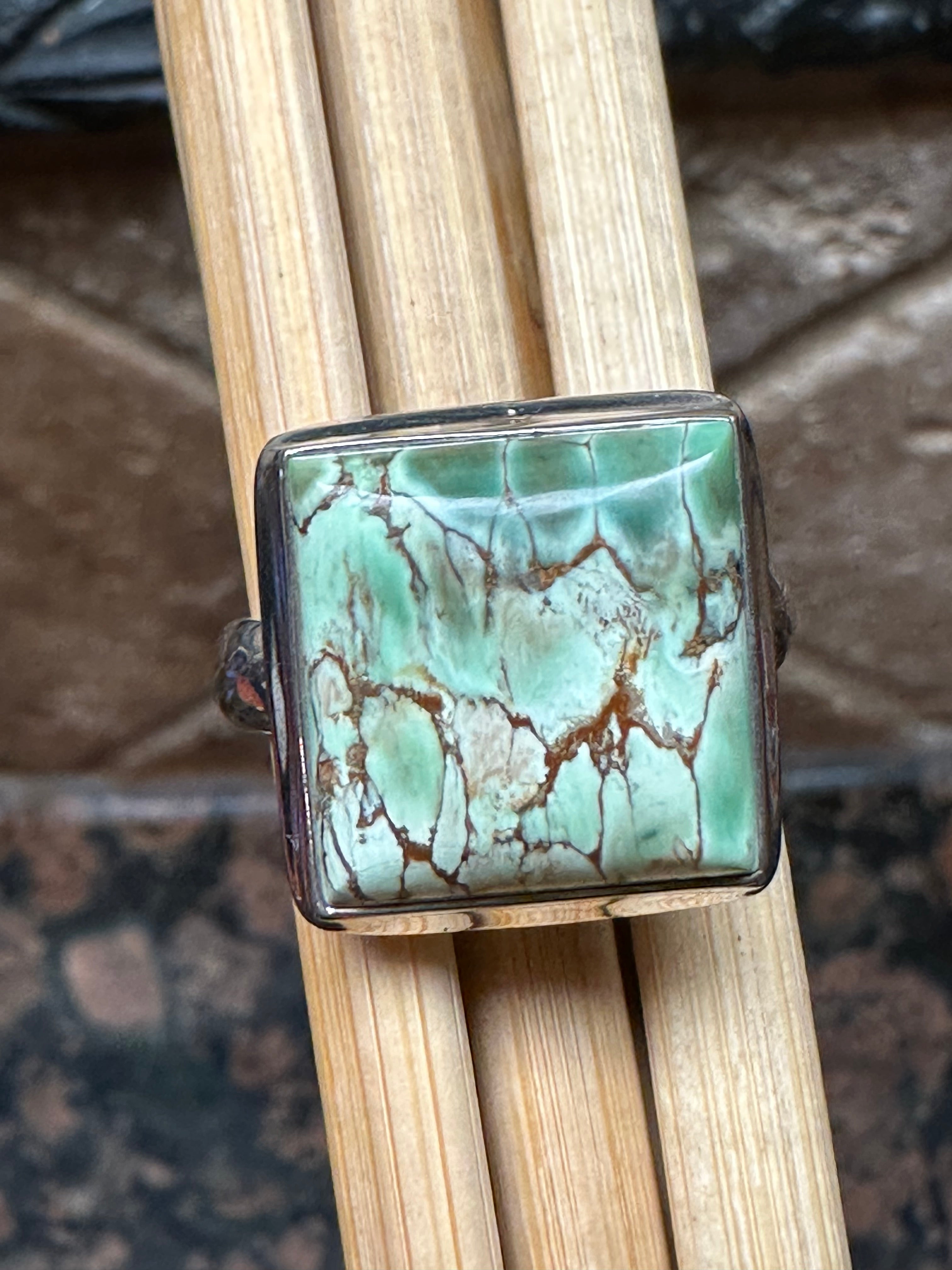 Natural Australian Variscite Cabochon 925 Sterling Silver Ring Size 9.5 - Natural Rocks by Kala