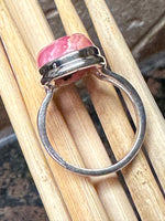 Natural Pink Rhodocrosite 925 Solid Sterling Silver Ring Size 8 - Natural Rocks by Kala